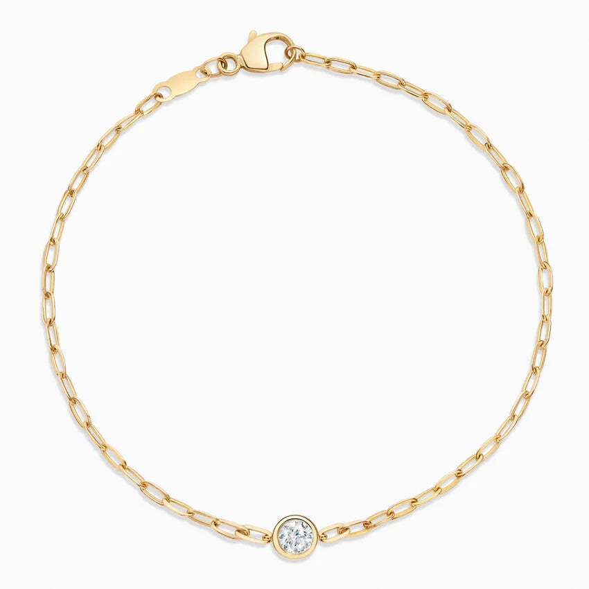 7 in. Round Lab Diamond Paperclip Chain Bracelet (1/5 ct. tw.) in 14K Yellow Gold