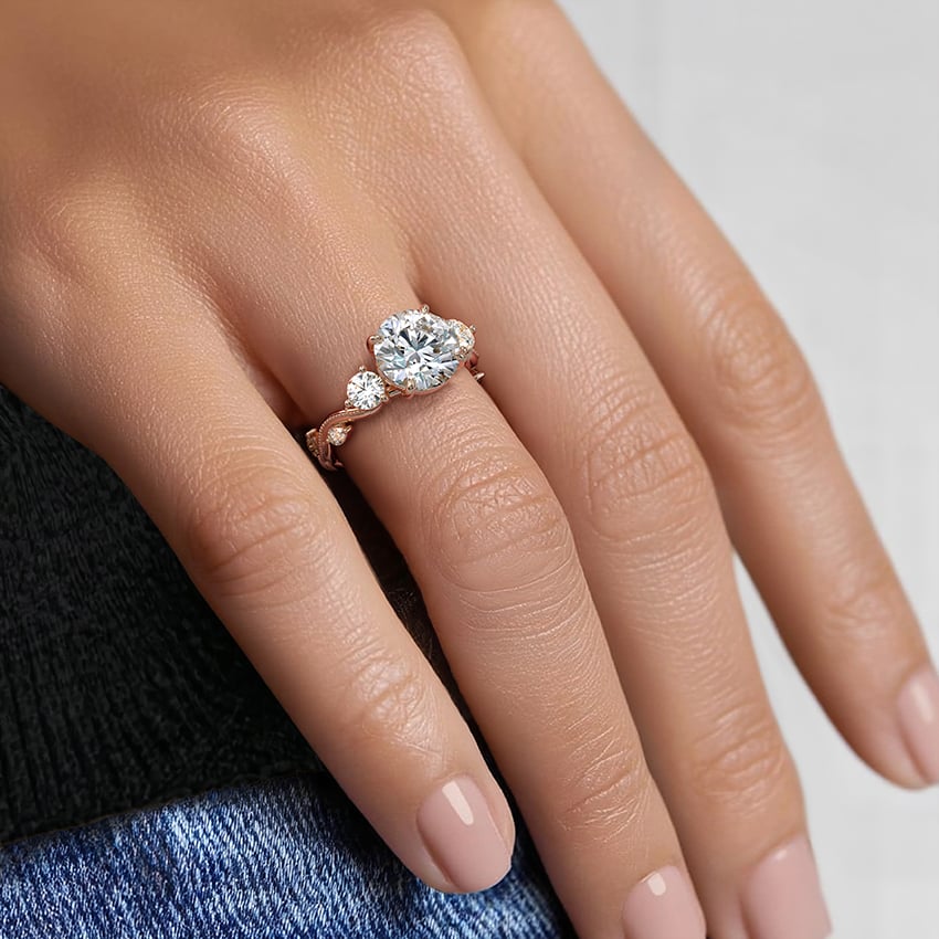 Vintage Secret Garden Three Stone Diamond Ring