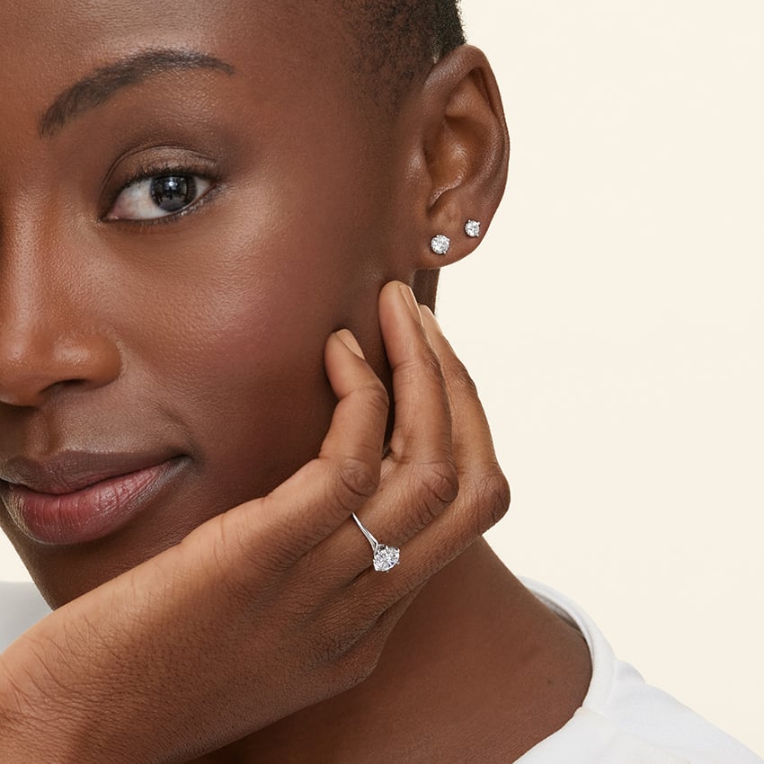 Lab Diamond Stud Set in 18K White Gold