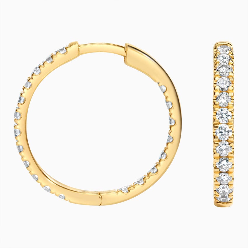 Small Perfect Luxe Hoop Lab Diamond Earrings in 14K White Gold