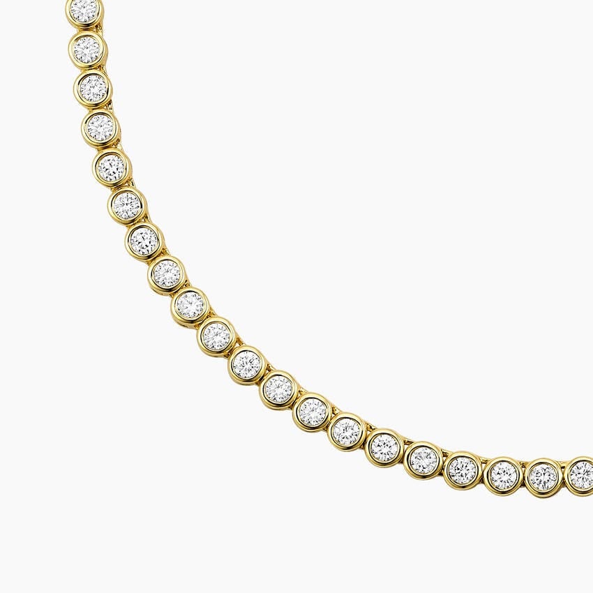 1/3 Coverage Petite Bezel Lab Diamond Tennis Necklace (3/4 ct. tw.) in 14K Yellow Gold