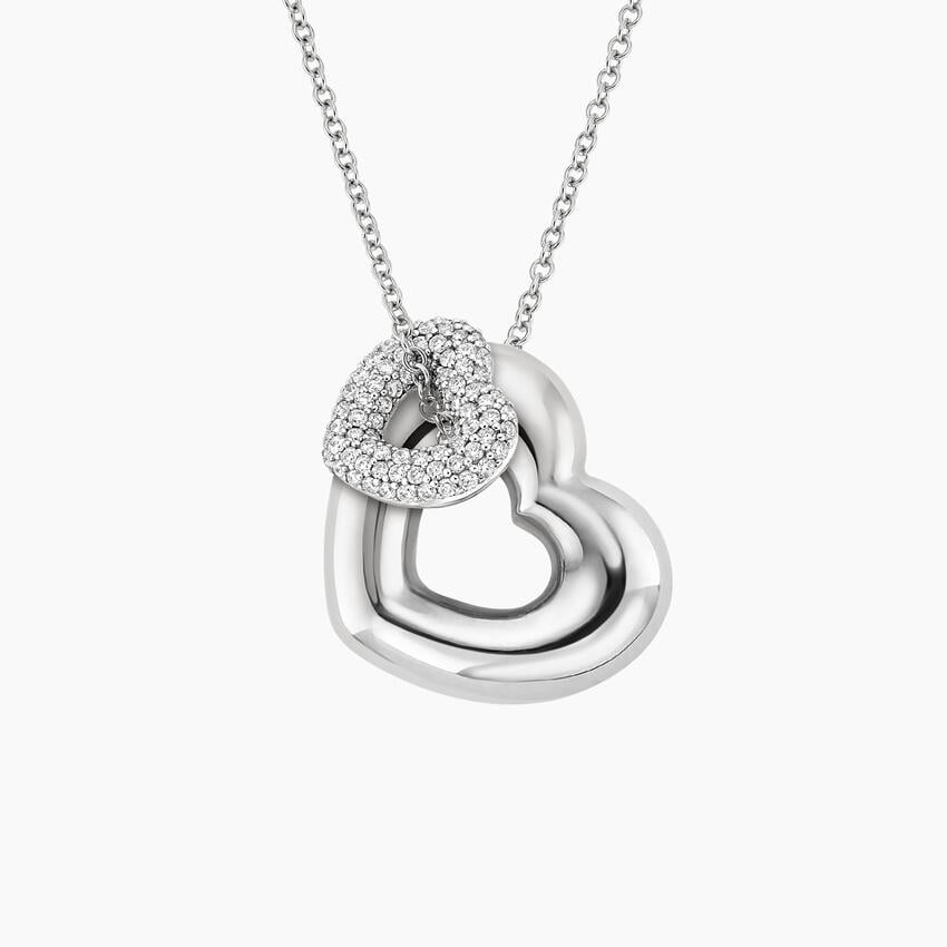 Two Hearts Lab Diamond Tube Necklace (1/3 ct. tw.)