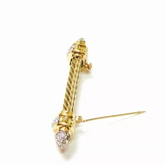 Authentic David Yurman 14Kt Yellow Gold Diamond Cable Signature Brooch Pin