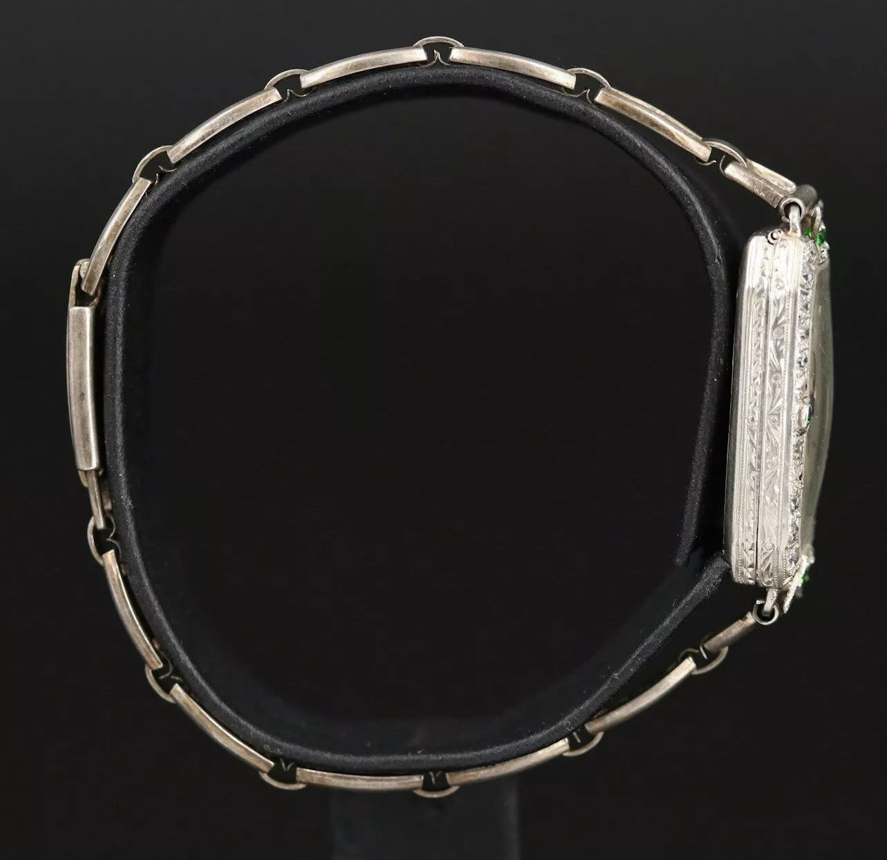 Art Deco Antique Vintage Platinum Diamond And Tsavorite Mechanical Watch