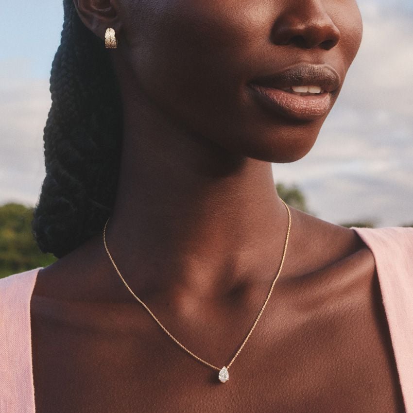 Pear Carbon Capture Lab Diamond Pendant (1 ct. tw.) in 18K Yellow Gold