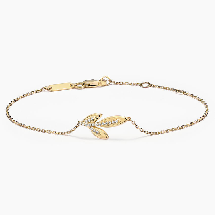 Jane Goodall Olive Branch Lab Diamond Bracelet in 14K Yellow Gold