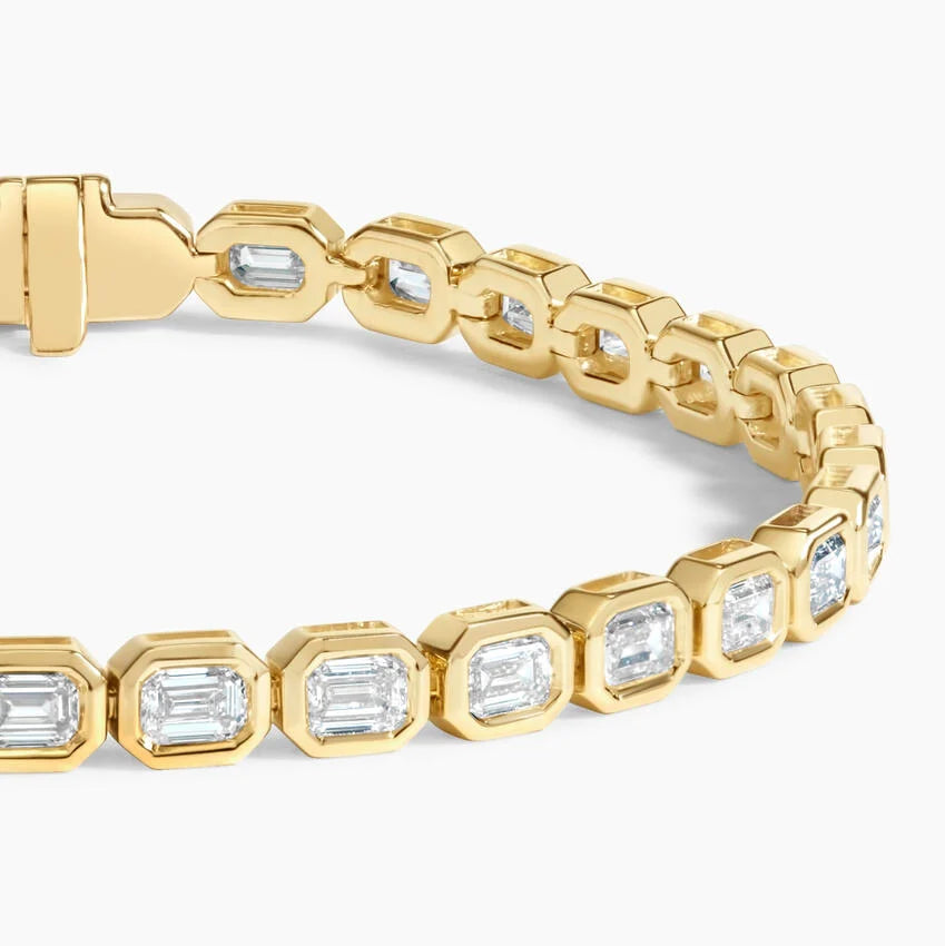 Emerald-Cut Lab Diamond Bezel Tennis Bracelet (3 1/3 ct. tw.) in 14K Yellow Gold