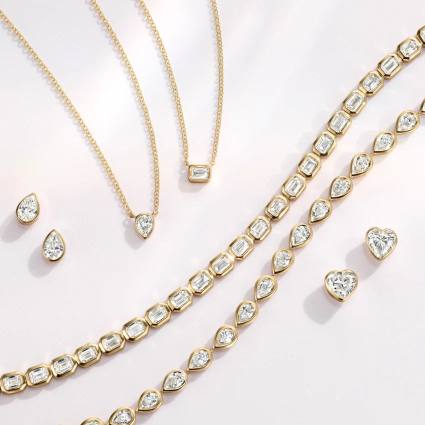 Emerald-Cut Lab Diamond Bezel Tennis Bracelet (3 1/3 ct. tw.) in 14K Yellow Gold