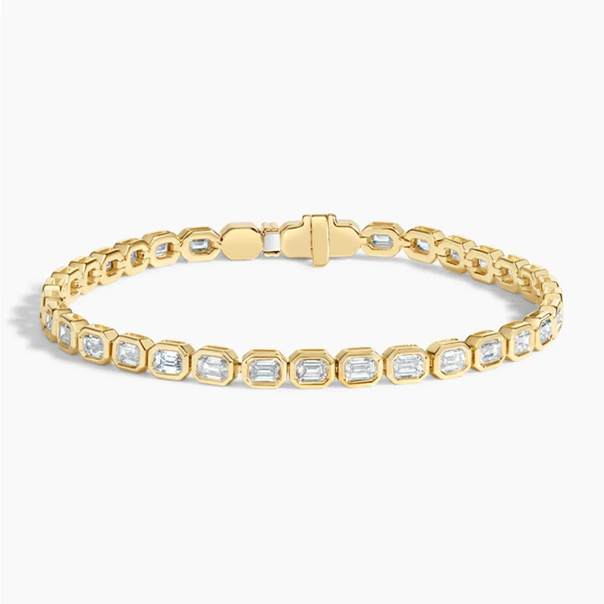 Emerald-Cut Lab Diamond Bezel Tennis Bracelet (3 1/3 ct. tw.) in 14K Yellow Gold