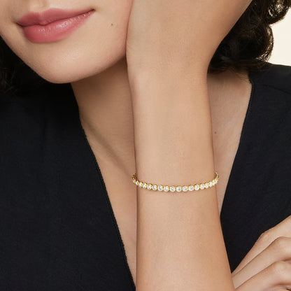 Emerald-Cut Lab Diamond Bezel Tennis Bracelet (3 1/3 ct. tw.) in 14K Yellow Gold