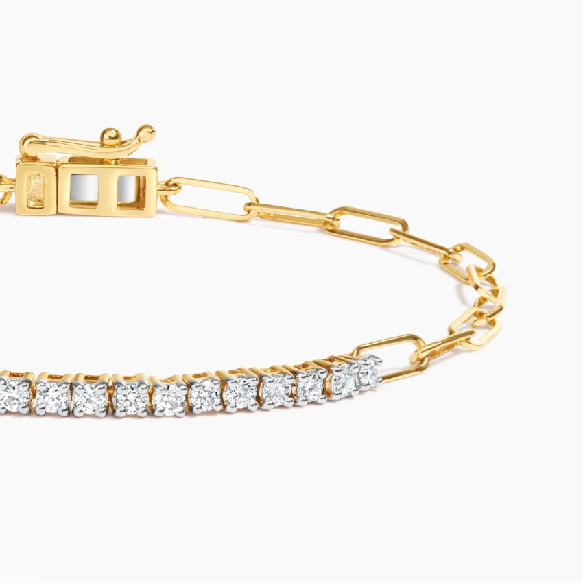 Paperclip Lab Diamond Tennis Bracelet (1/2 ct. tw.) in 14K Yellow Gold