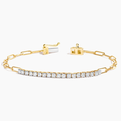 Paperclip Lab Diamond Tennis Bracelet (1/2 ct. tw.) in 14K Yellow Gold