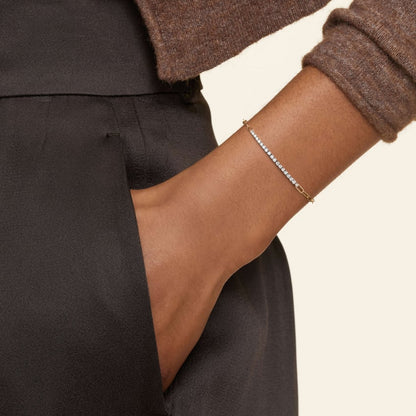 Paperclip Lab Diamond Tennis Bracelet (1/2 ct. tw.) in 14K Yellow Gold