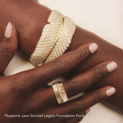 Jane Goodall Pavé Leaf Lab Diamond Cuff Bracelet (12 1/2 ct. tw.) in 18K Yellow Gold
