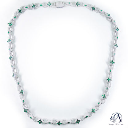 24-Inch .925 Sterling Silver Chain Necklace – Red, Green, or Blue 5A Gemstones