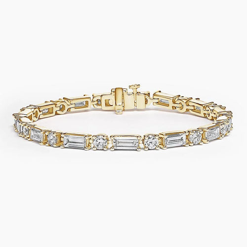Allegra Baguette and Round Lab Diamond Tennis Bracelet (7 ct. tw.) in 18K Yellow Gold