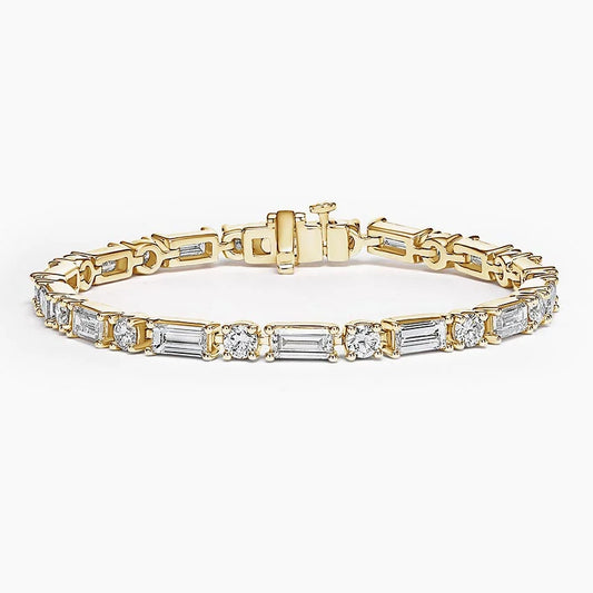 Allegra Baguette and Round Lab Diamond Tennis Bracelet (7 ct. tw.) in 18K Yellow Gold