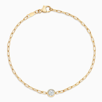 7 in. Round Lab Diamond Paperclip Chain Bracelet (1/5 ct. tw.) in 14K Yellow Gold