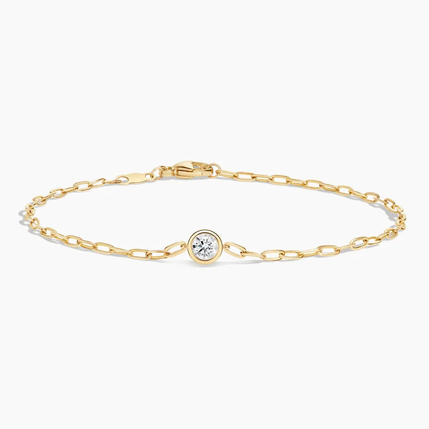 7 in. Round Lab Diamond Paperclip Chain Bracelet (1/5 ct. tw.) in 14K Yellow Gold