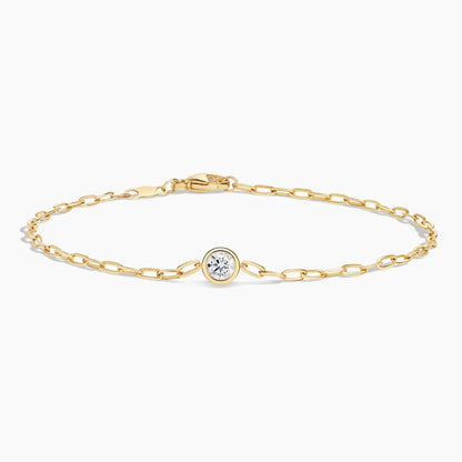 7 in. Round Lab Diamond Paperclip Chain Bracelet (1/5 ct. tw.) in 14K Yellow Gold