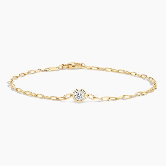 7 in. Round Lab Diamond Paperclip Chain Bracelet (1/5 ct. tw.) in 14K Yellow Gold