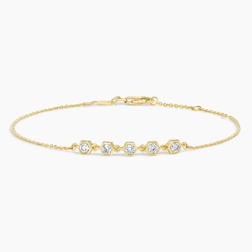 Hexagon Bezel Lab Diamond Bracelet (1/2 ct. tw.) in 14K Yellow Gold