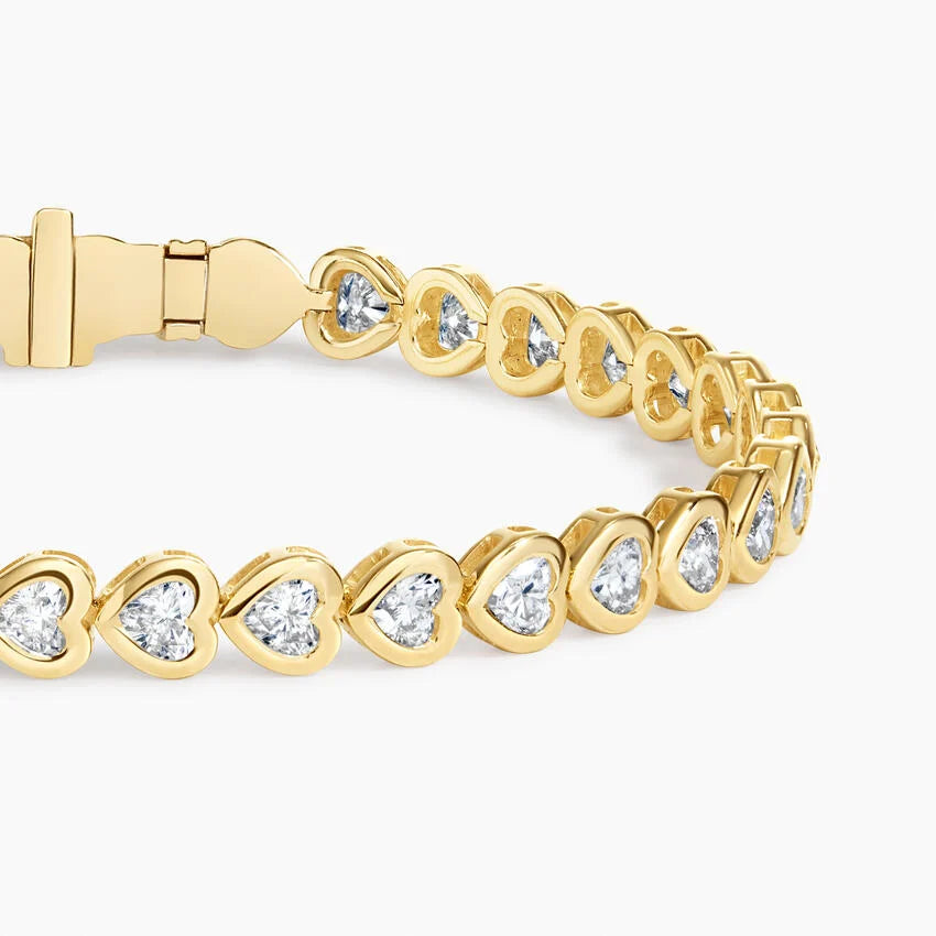 Heart Shaped Lab Diamond Bezel Tennis Bracelet (3 1/3 ct. tw.) in 14K Yellow Gold