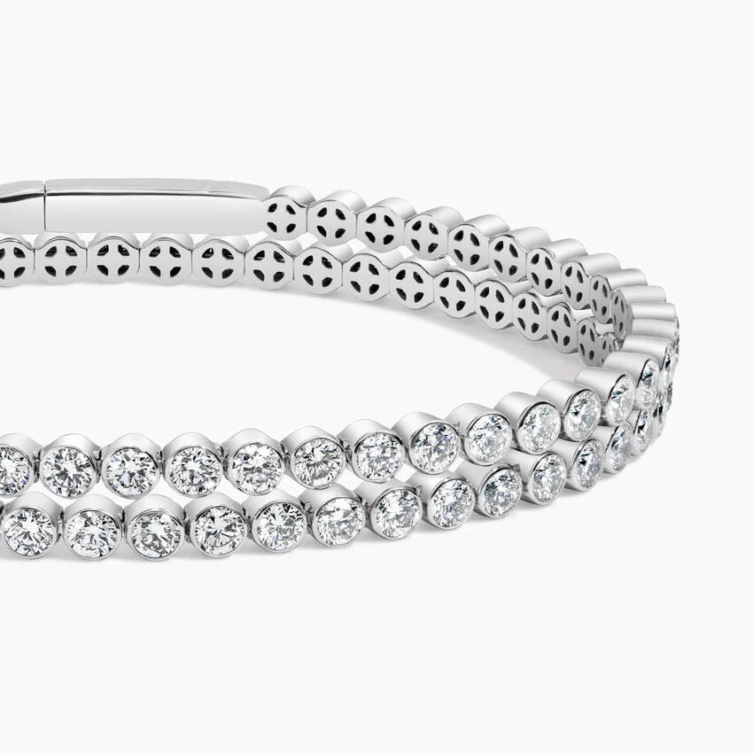 Double Row Lab Diamond Flexible Tennis Bangle Bracelet (8 ct. tw.) in 18K White Gold