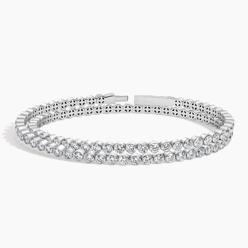 Double Row Lab Diamond Flexible Tennis Bangle Bracelet (8 ct. tw.) in 18K White Gold