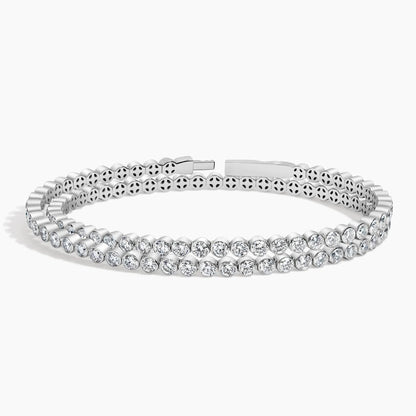 Double Row Lab Diamond Flexible Tennis Bangle Bracelet (8 ct. tw.) in 18K White Gold