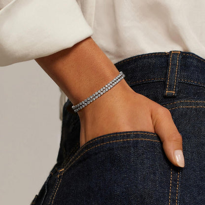 Double Row Lab Diamond Flexible Tennis Bangle Bracelet (8 ct. tw.) in 18K White Gold