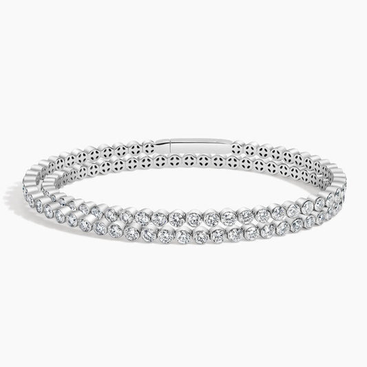 Double Row Lab Diamond Flexible Tennis Bangle Bracelet (8 ct. tw.) in 18K White Gold