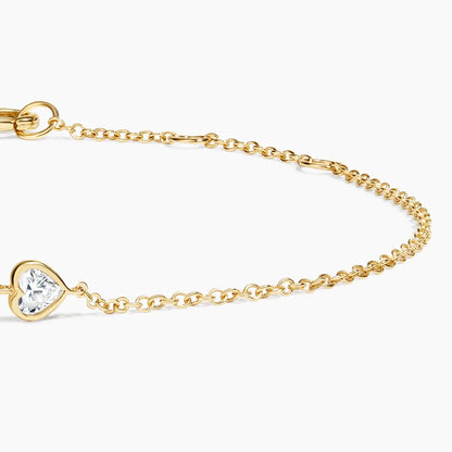 Heart Lab Diamond Bezel Bracelet (1/8 ct. tw.) in 14K Yellow Gold