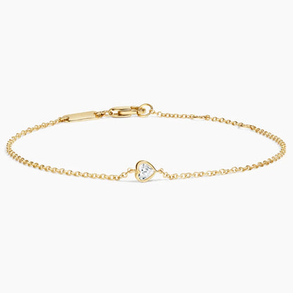 Heart Lab Diamond Bezel Bracelet (1/8 ct. tw.) in 14K Yellow Gold