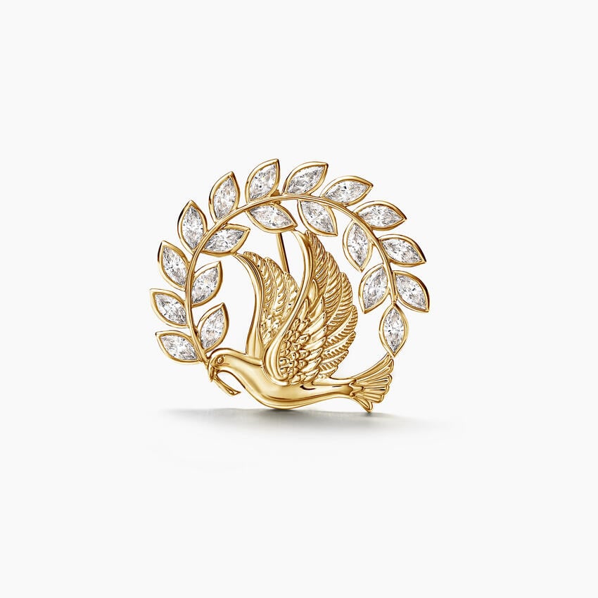 Jane Goodall Lab Diamond Peace Brooch (3 5/8 ct. tw.) in 14K Yellow Gold