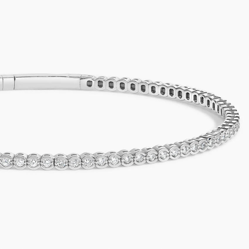 Semi-Bezel Lab Diamond Flexible Tennis Bangle Bracelet (7/8 ct. tw.) in 18K White Gold