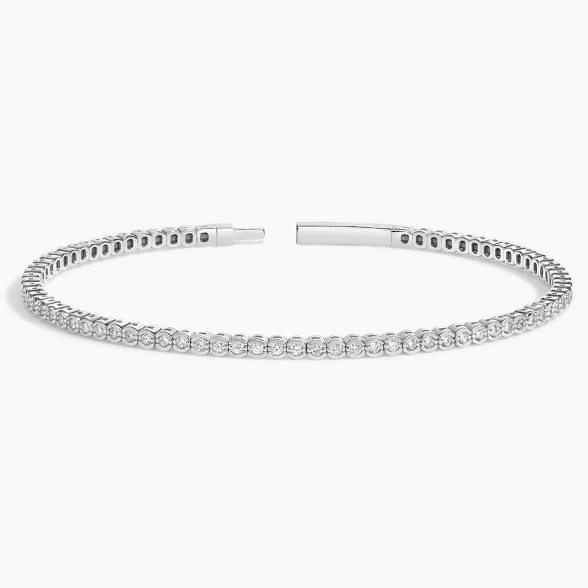 Semi-Bezel Lab Diamond Flexible Tennis Bangle Bracelet (7/8 ct. tw.) in 18K White Gold