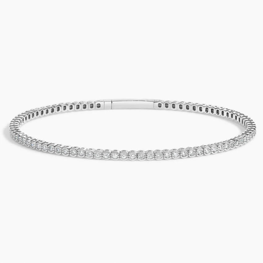 Semi-Bezel Lab Diamond Flexible Tennis Bangle Bracelet (7/8 ct. tw.) in 18K White Gold