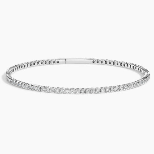 Semi-Bezel Lab Diamond Flexible Tennis Bangle Bracelet (7/8 ct. tw.) in 18K White Gold