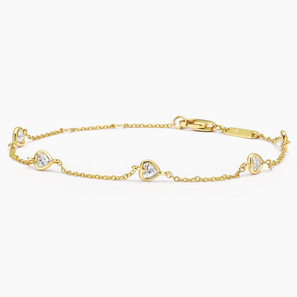Bezel Heart Shaped Lab Diamond Station Bracelet (1/2 ct. tw.) in 14K Yellow Gold