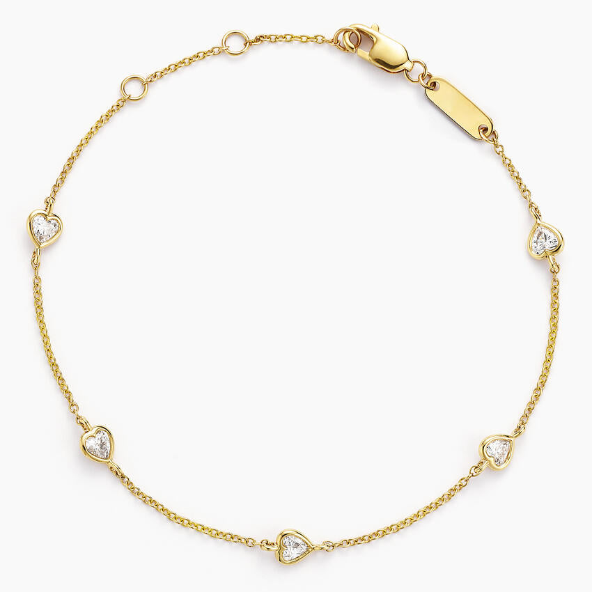 Bezel Heart Shaped Lab Diamond Station Bracelet (1/2 ct. tw.) in 14K Yellow Gold