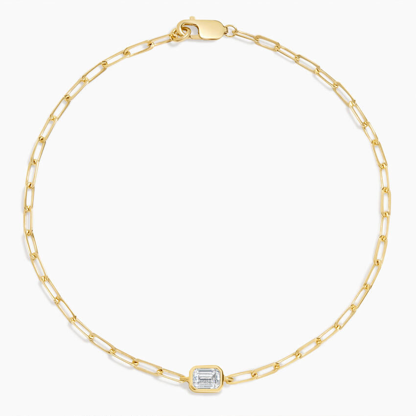 7 in. Emerald-Cut Lab Diamond Paperclip Chain Bracelet (1/3 ct. tw.) in 14K Yellow Gold