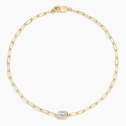 7 in. Emerald-Cut Lab Diamond Paperclip Chain Bracelet (1/3 ct. tw.) in 14K Yellow Gold