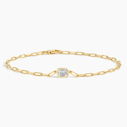 7 in. Emerald-Cut Lab Diamond Paperclip Chain Bracelet (1/3 ct. tw.) in 14K Yellow Gold