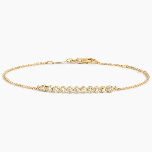 1/5 Coverage Petite Bezel Lab Diamond Tennis Bracelet (1/8 ct. tw.) in 14K Yellow Gold