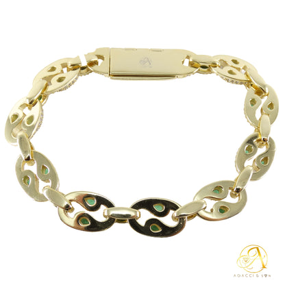 8 Inch-Gold, Rose Gold and Rhodium-Plated .925 Sterling Silver Bracelet with Stones