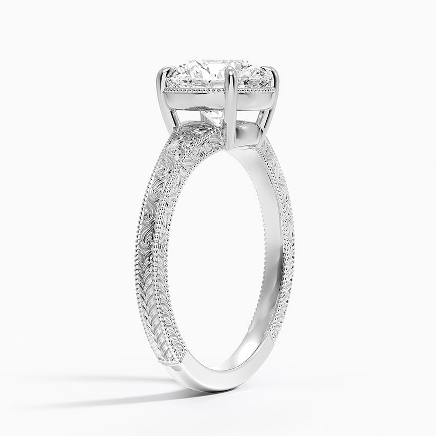 Tapered Elsie Engraved Solitaire Ring