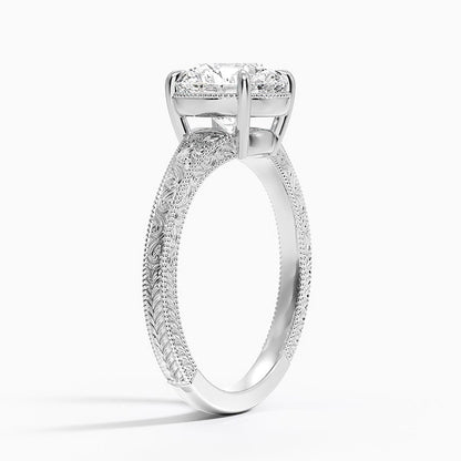 Tapered Elsie Engraved Solitaire Ring