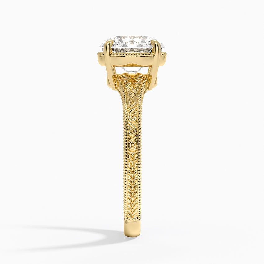 Tapered Elsie Engraved Solitaire Ring