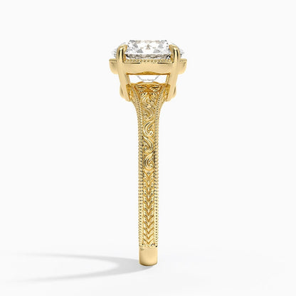 Tapered Elsie Engraved Solitaire Ring